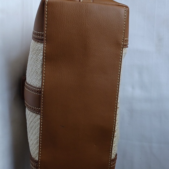 Chaps Rafia & Faux Leather Shoulder Bag - Picture 12 of 16